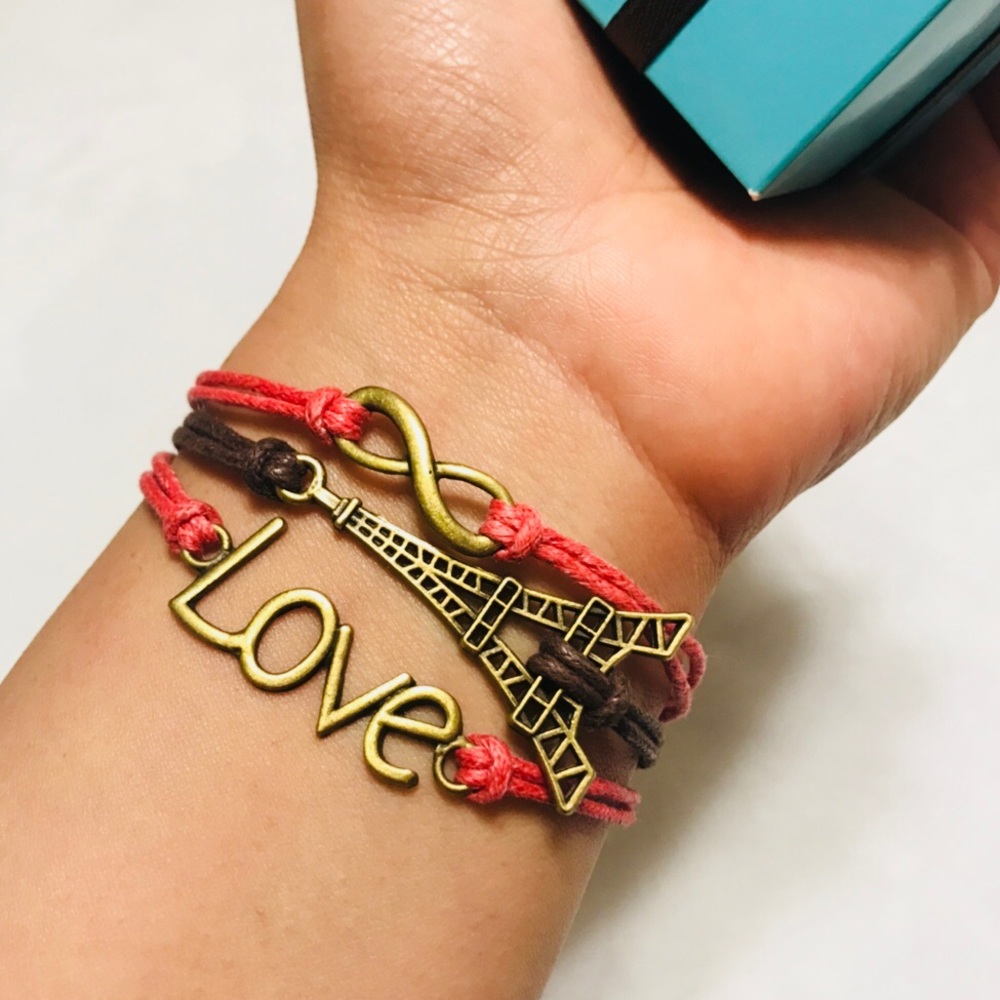 Chic Leather Bracelet/ Eiffel Tower Jewelry